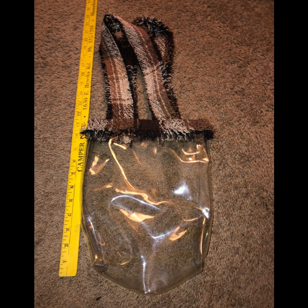 Clear Game day bag with Brown and Black Straps
